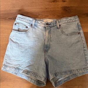 Abercrombie & Fitch Light Blue High-Rise Dad Shorts